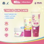 Nubiko Triple Sun Care - Nubiko Essential Soothe with Melicica™ 15 gr, Nubiko Hydra Gentle Body Lotion with Avocado Oil+Shea Butter & Plussome Technology 100ml & Nubiko Physical Sunscreen SPF 45 PA ++++ 30ml